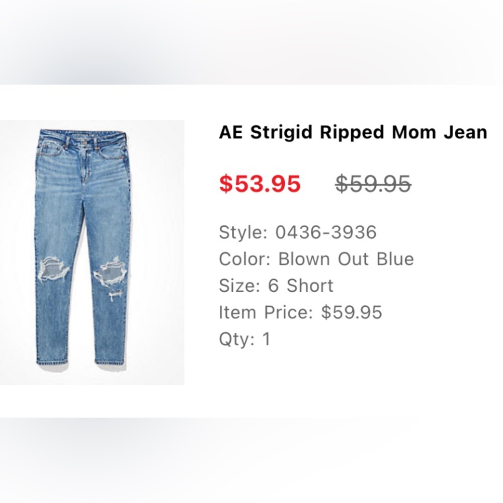 American Eagle Strigid Ripped Mom Jean - sz 6 Short